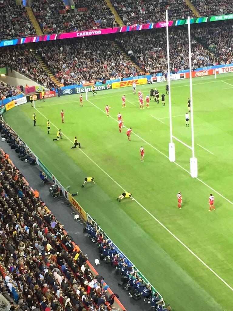 ESouthey's tweet photo. Feeling the #RWC2015 love. New Zealand v Georgia http://t.co/DA65ATR1WX