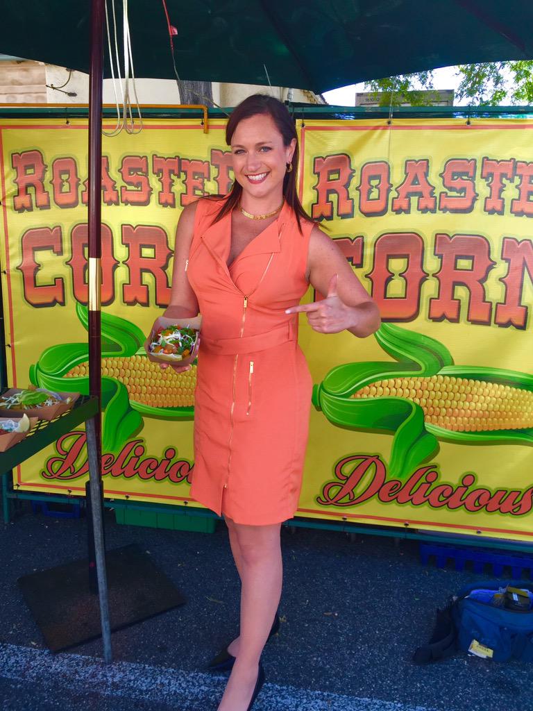 GarofaloWX's tweet photo. These tacos are good &amp; so is my dress's color for Fall weather on the way! @CalvinKlein from @Macys #dressthewx http://t.co/KCCD4B7h5P