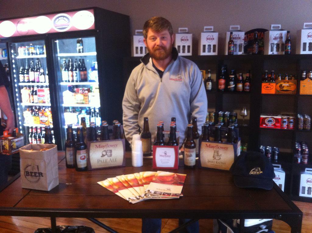 Tasting with <a href="/MayflowerBrew/">Mayflower Brewing</a> has begun! We will be tasting beer till 6:00, come on by!