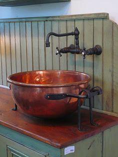 ExquisiteDes's tweet image. Need something to catch a little rain? How about a beautiful copper vessel sink &amp;amp; a rustic faucet? STAY DRY!