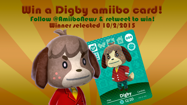 AmiiboNews's tweet photo. Last chance to register for a Digby amiibo card. Winner selected tonight! https://t.co/t1rDL97nn0 http://t.co/0C7HU37AZh