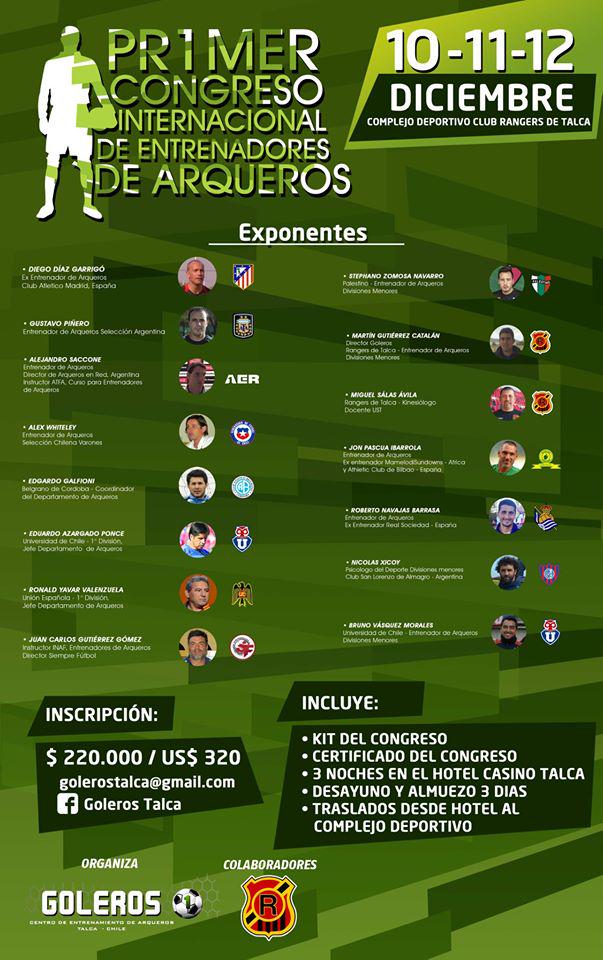 Golerostalca's tweet photo. "I Congreso Internacional de Entrenadores de Arqueros" en Talca, 10 - 11 y 12 de Diciembre. http://t.co/1aWuxkyZI2