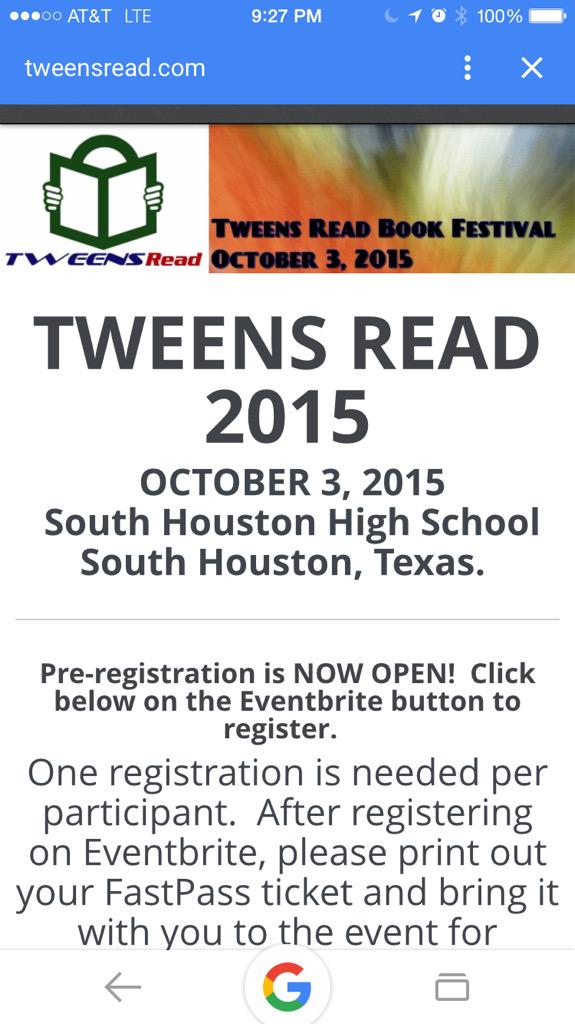 So pumped! tweensread.com We're finally here-Tweensread 2015! Posting all day tmrw. #authorsgalore #walelm ❤️