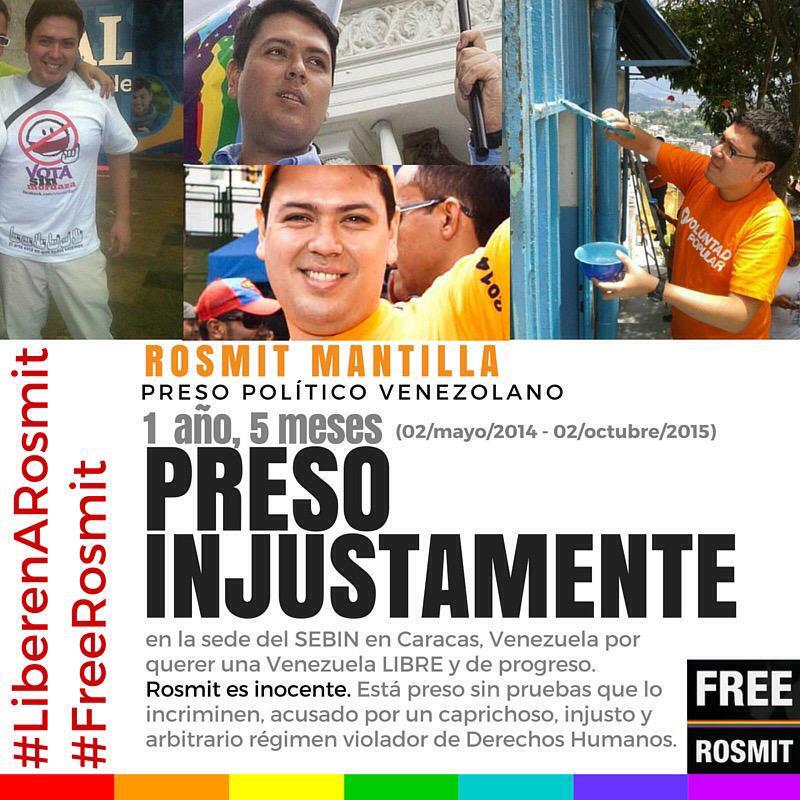 liliantintori's tweet photo. 1 año 5 meses detenido Injustamente @rosmitm, pero tu coraje está intacto para alcanzar una Venezuela Libre y Diversa http://t.co/OXOPnL9kZA