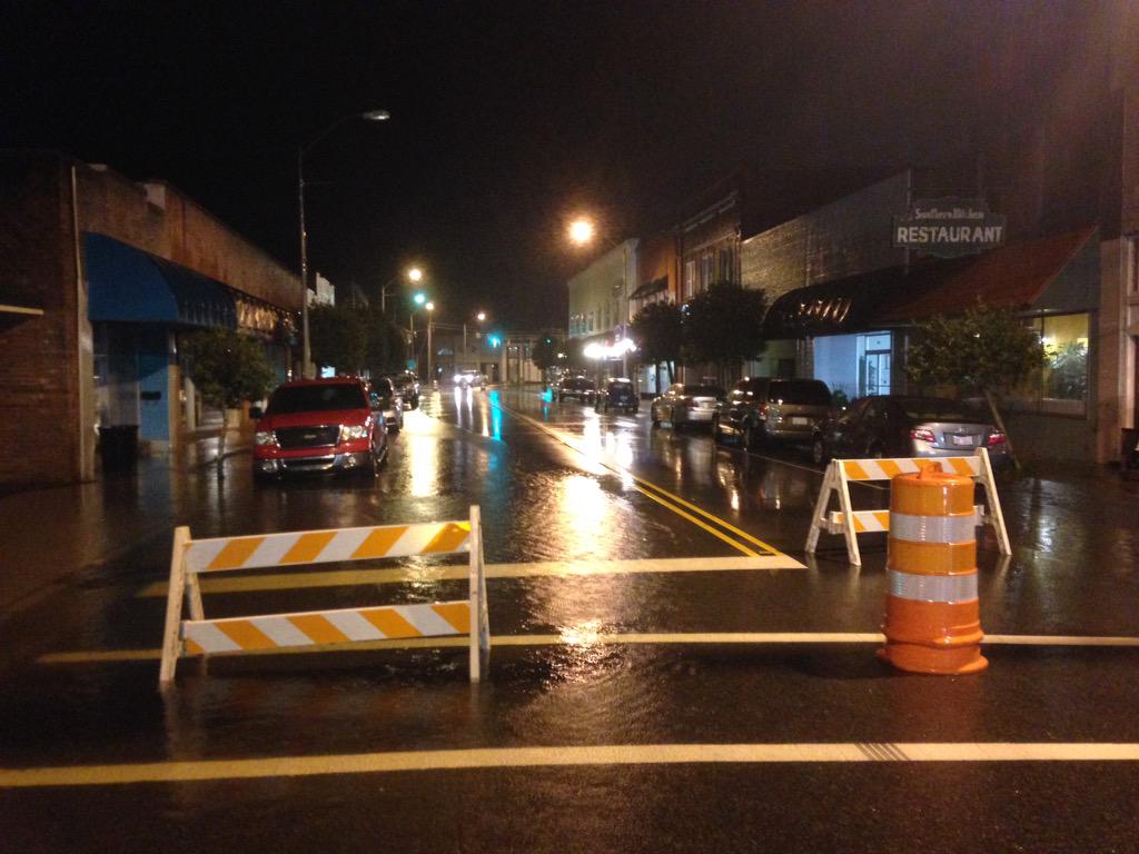 Photo Portion of street in downtown Whiteville, N.C., closed due to