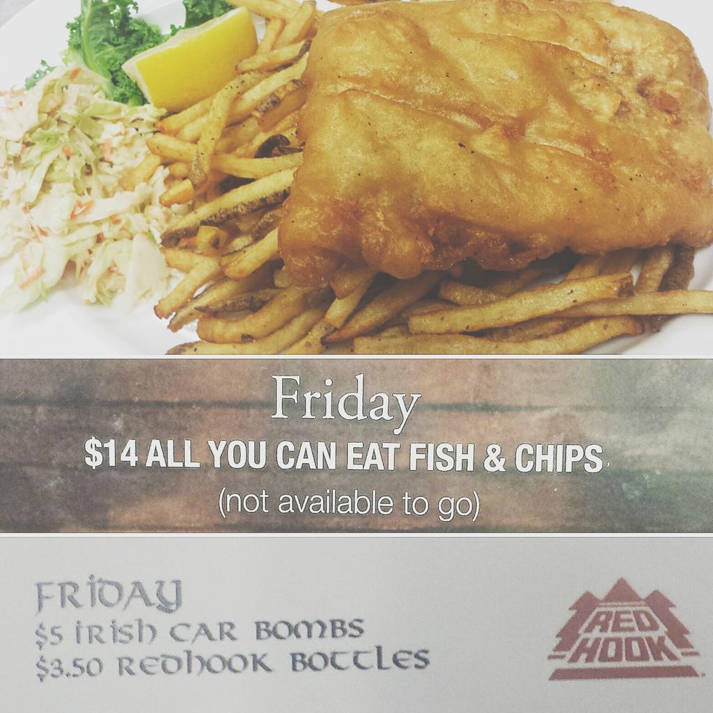 #TGIF ➡ #allyoucaneat #fishandchips #redhook #irishcarbombs 🍻🐟🍟 #skepticalchymist #foodporn #drinkspecials #pub