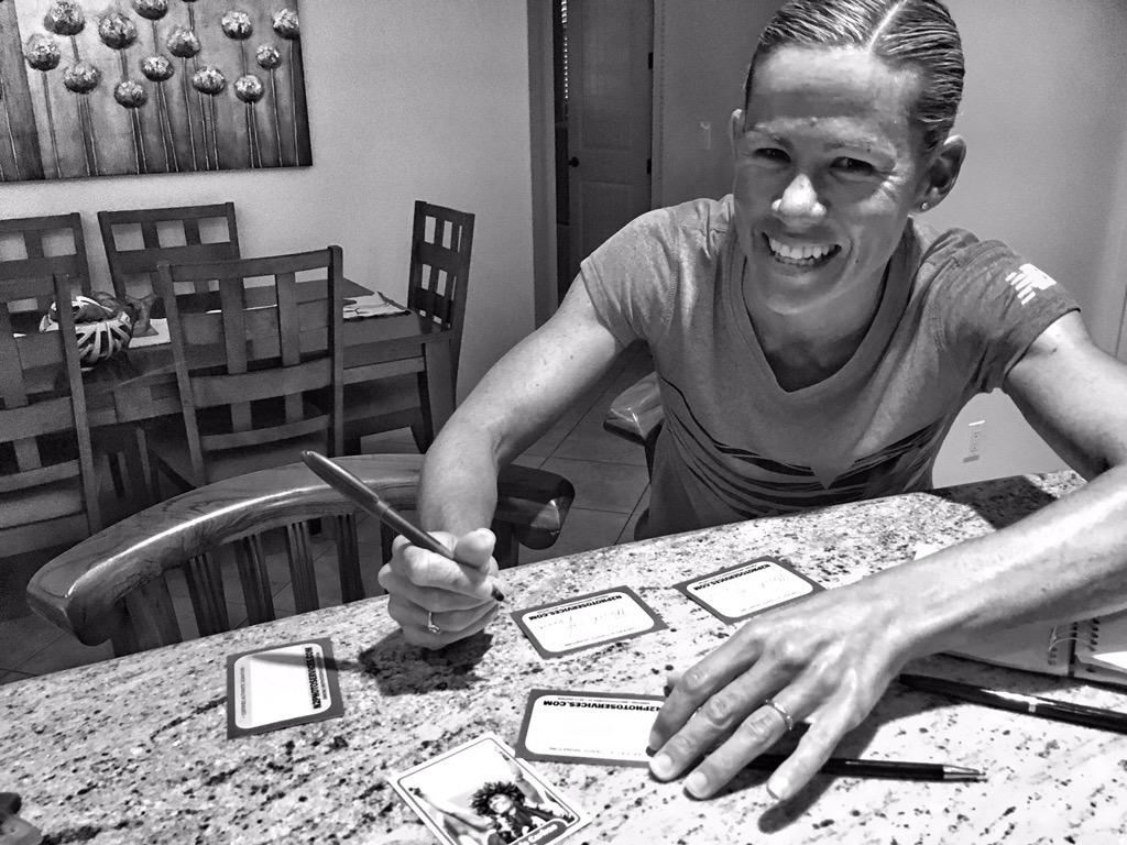 Nils Nilsen (@photonils) on Twitter photo Just wrapped with the one and only... <a href="/Mirindacarfrae/">Mirinda Carfrae</a> and she signed some special cards to give away. #IMKona Just wrapped with the one and only... <a href="/Mirindacarfrae/">Mirinda Carfrae</a> and she signed some special cards to give away. #IMKona