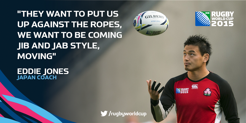 rugbyworldcup's tweet photo. #JPN coach Eddie Jones wants to box clever against #SAM in their crucial Pool B game http://t.co/6D06ee5Kyz #SAMvJPN http://t.co/Ll5D9Vir1K