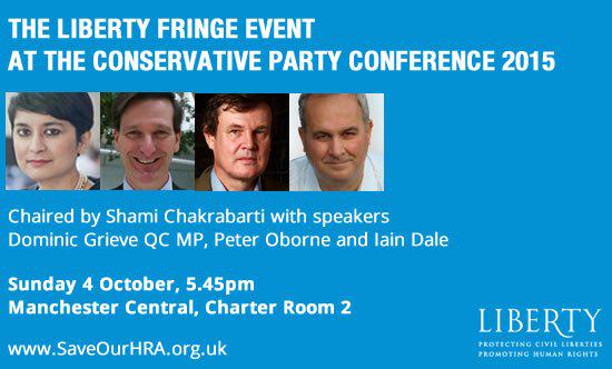 libertyhq's tweet photo. Are you at #Tory15? Come along to our #SaveOurHRA discussion - Sunday at 5:45 pm. #LibertyFringe http://t.co/6jGlcuV9PC
