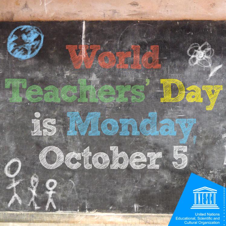 UNESCO's tweet photo. Join us in spreading the message that 5 October is #WorldTeachersDay http://t.co/8i0tOhNz8j http://t.co/58zqOcHKUZ
