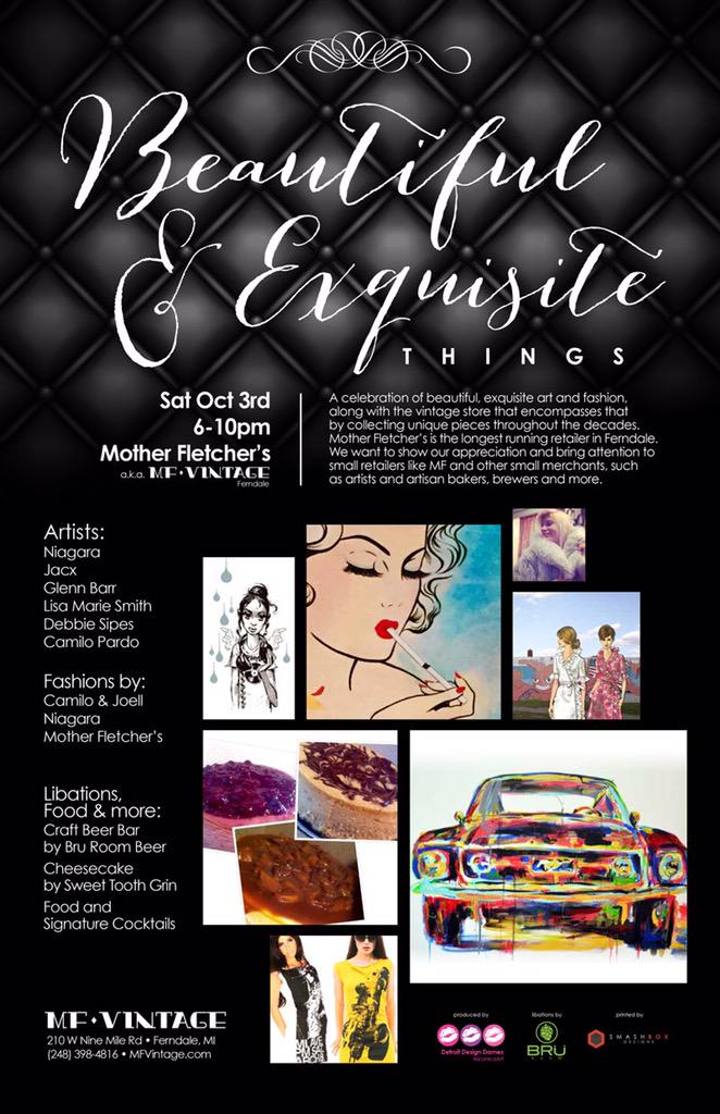Tonight, tonight, tonight! Come see  #art by amazing #Detroit #artists &amp; #fashion in #Ferndale at MF Vintage, 6-10pm.