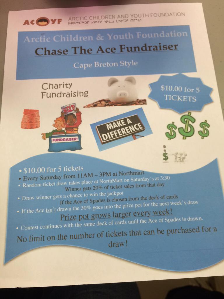 Come buy your #chasetheace $10/5 tkts @NorthMart from 11-3 our first draw will be at 330
