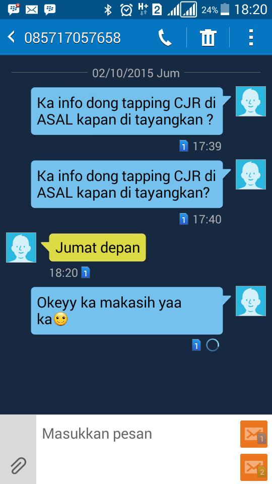 hastagCJR's tweet photo. Hasil tapping CJR bukan malam ini di ASAL nya tapi hari jumat depan tgl 9oktober☺😊 aku tau dari creativ trans7 yaa ☺ http://t.co/2khgHoxB6G
