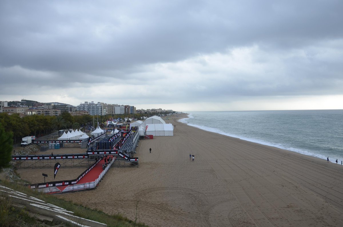 IRONMANLive's tweet photo. Impressive race site view here in Calella #IMBarcelona http://t.co/XmAXDTqfzu