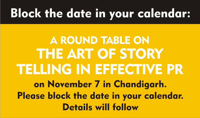 PRCAIndia's tweet photo. PRCAI organises a Round Table on November 7 at Chandigarh on The Art of Story telling with India Total Communications http://t.co/qdaVooxllo