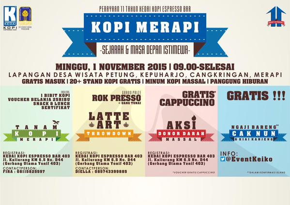 JogjaUpdate's tweet photo. #jogja @EventKeiko 1/11/15 Kopi merapi sejarah &amp; masa dpn istimewa w/ Caknun di Ds Wisata Petung Cangkringan https://t.co/FA8oD436DH