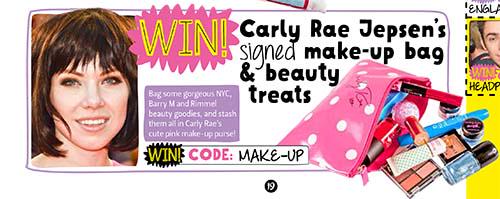 LauraJBentley's tweet photo. @corlyraejepsen Don't miss a chance to #WIN a make-up bag full of treats signed by @carlyraejepsen in @totpmag! http://t.co/DvGFncyI5f