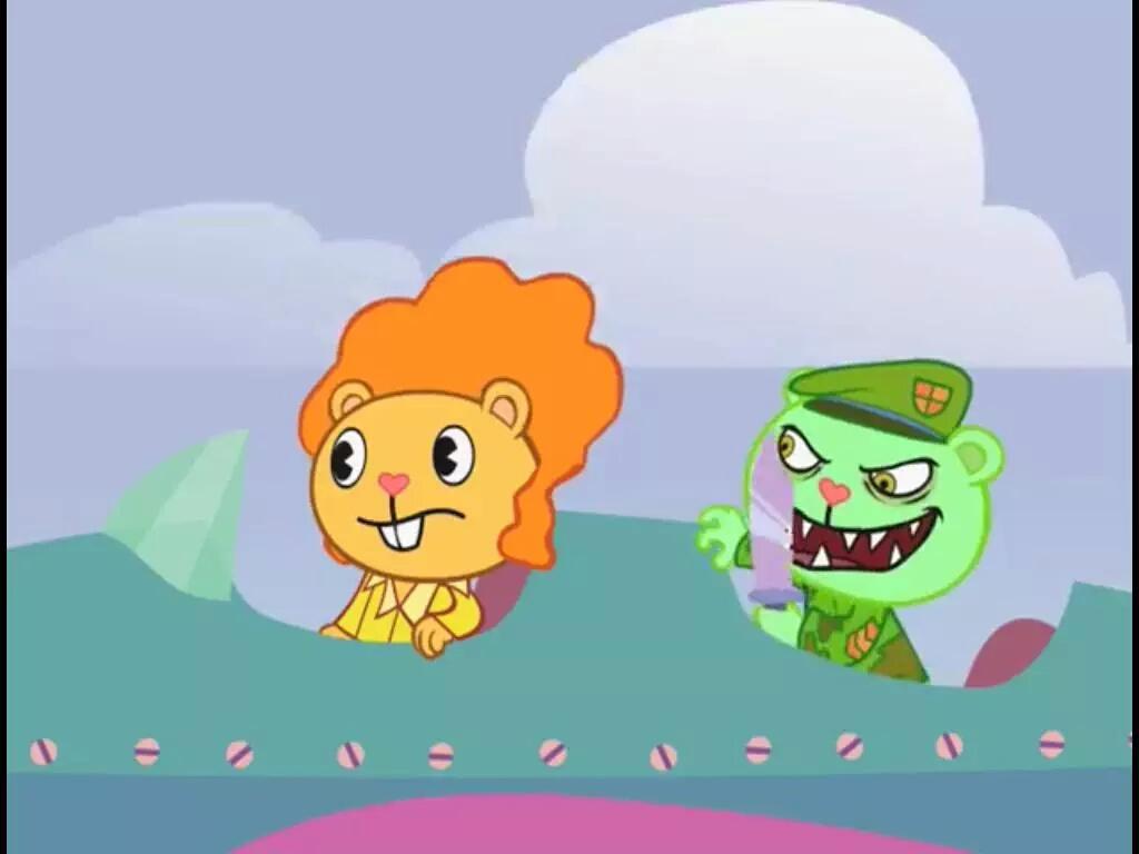 *is on the ride and didn't notice that Fliqpy was behind him*