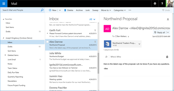 MSFTExchange's tweet photo. New features in Exchange 2016 provide a first class web experience across devices http://t.co/SAlYAICuWc http://t.co/Z7skSeYjYC
