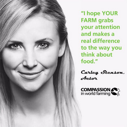 ciwf's tweet photo. Thrilled that wonderful actor @carleystenson just became a #farmfixer. Visit http://t.co/VjxfEAMKih to find out more http://t.co/YPkVyb7r63