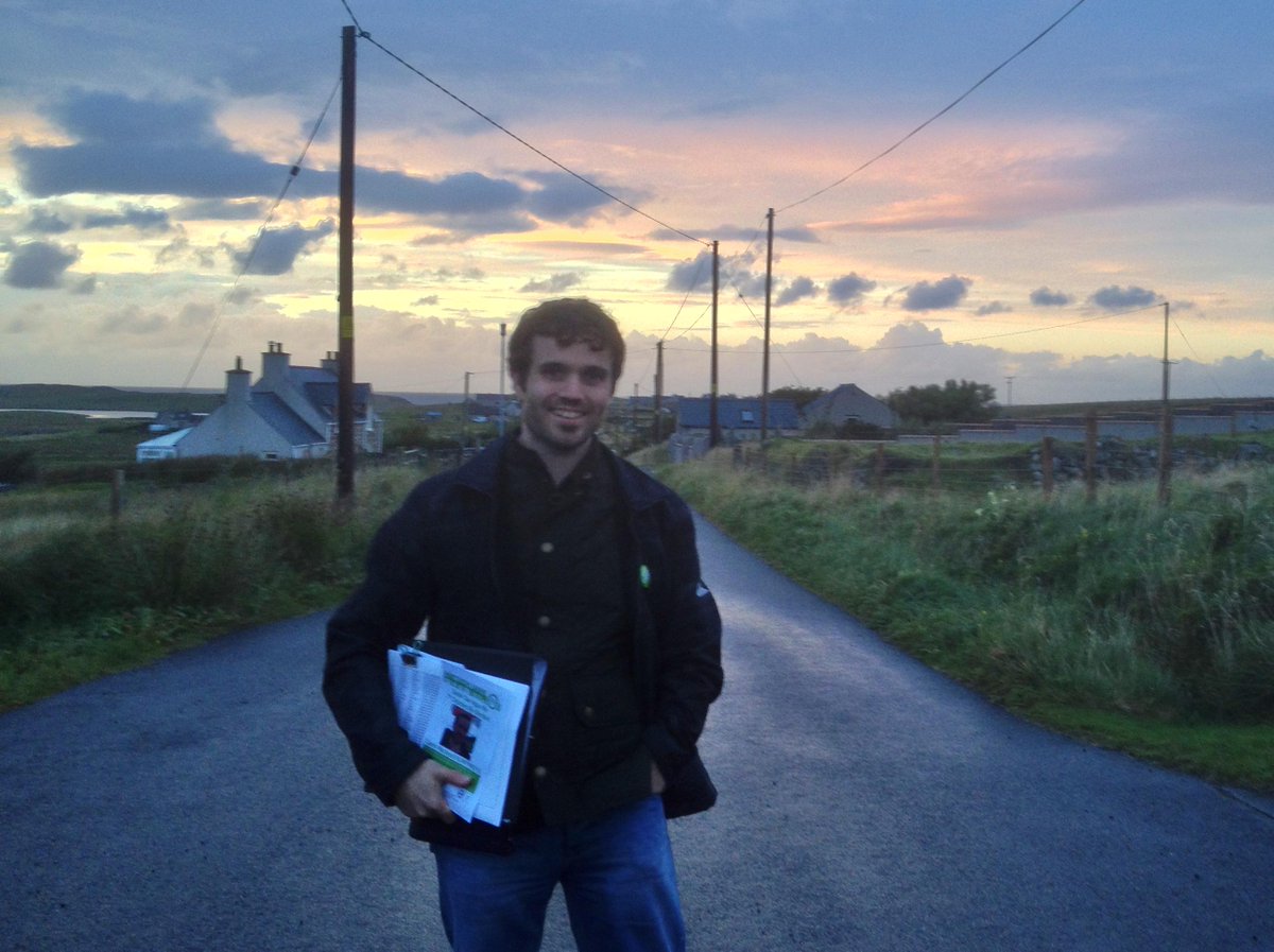 Gavin received a warm welcome from Shawbost residents: lots of interest in what a Green councillor could achieve.