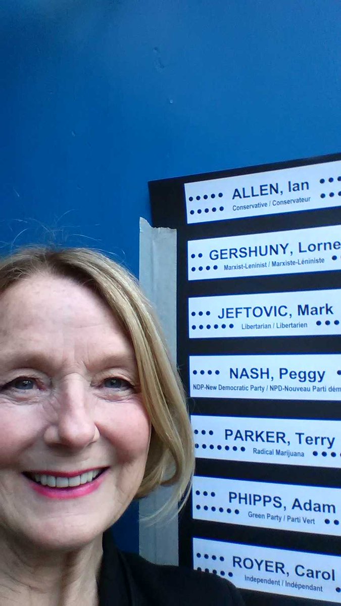 peggynash's tweet photo. Just cast my vote! Only 35 seats more and #NDP can replace Stephen Harper and bring change we can trust. #TM4PM. http://t.co/lAuFzYOP8j
