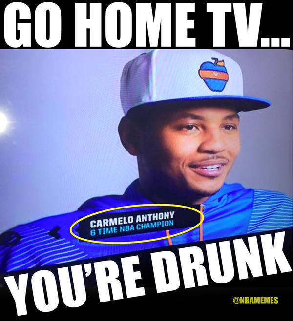 NBAMemes's tweet photo. Carmelo Anthony a six time champion? http://t.co/29wYfQgheT