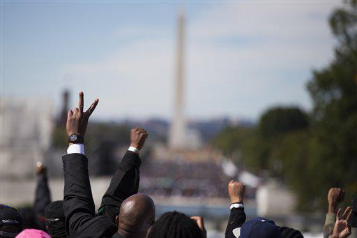 KSNTNews's tweet photo. Spirit of family reunion marks #MillionManMarch anniversary. http://t.co/6gkmFfZDa6 http://t.co/KMPKHGcAeh