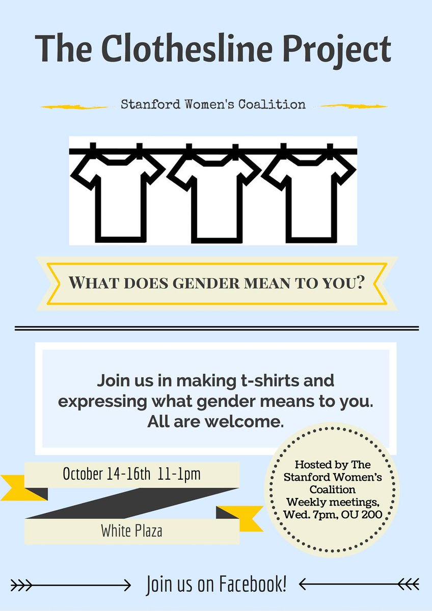 Join us this Wednesday-Friday in White Plaza for THE CLOTHESLINE PROJECT to bring attention to gender based violence