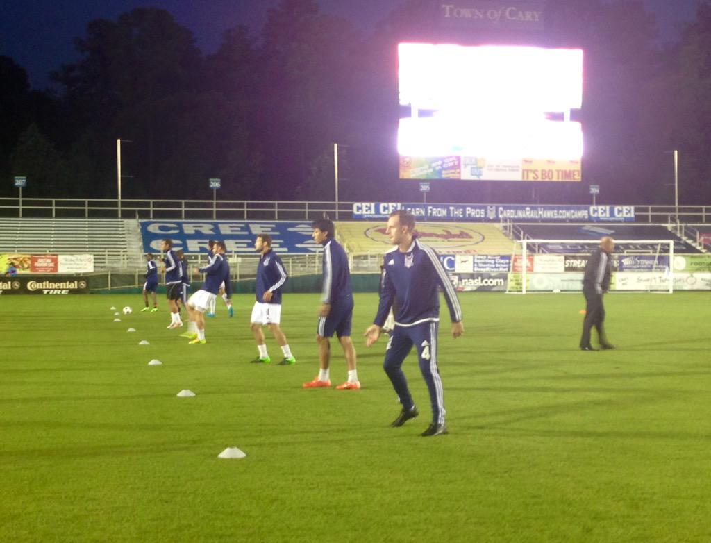 NorthCarolinaFC's tweet photo. @RailHawksFC & @JaxArmadaFC are getting ready to battle for 3 points at WMSP. #CARvJAX #NASLAccess http://t.co/BwhIBdwKOQ