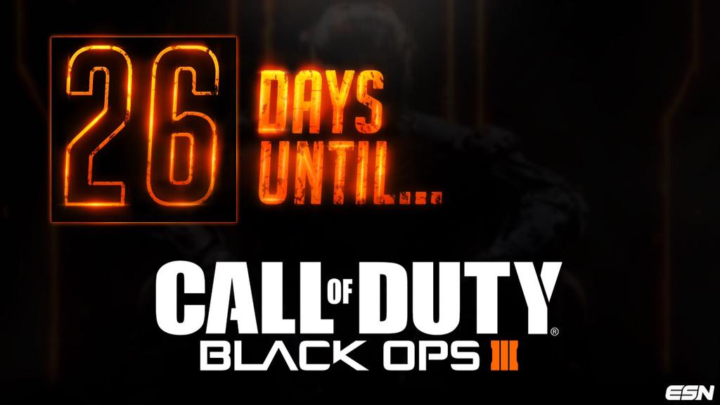 EsportsNation's tweet photo. 26 days until the release of @CallofDuty #BlackOps3. RT if you're playing the first day. http://t.co/jMb1ytzoai