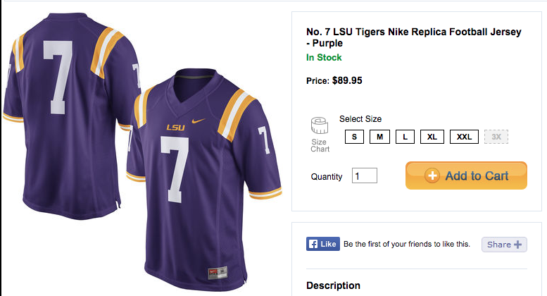 RealFauxMadden's tweet photo. Fournette wants to auction his jersey to aid flood victims = Violation

NCAA sells "#7" jersey for $90 = Cool! http://t.co/0i77nd7LcZ