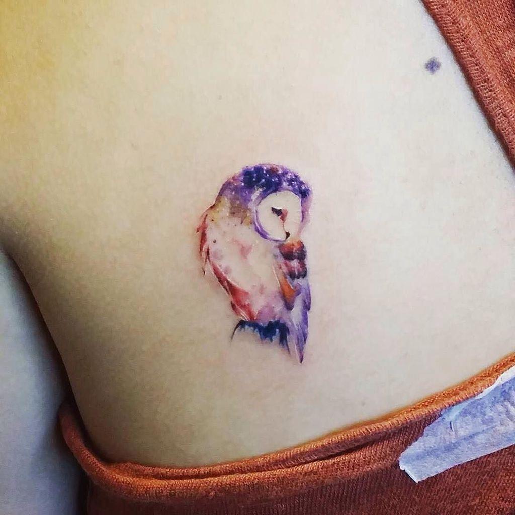 Watercolor owl tattoo  Watercolor owl tattoos Owl tattoo Stay gold tattoo