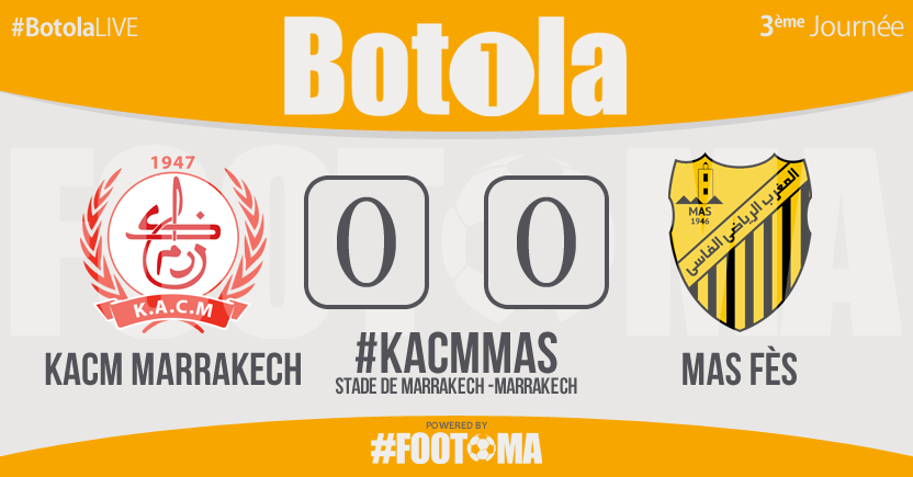 FOOTOMA's tweet photo. C'est terminé à Marrakech ! Le Kawkab de Marrakech et le Moghreb de Fès se quittent sur un nul! #KACMMAS #BotolaLIVE http://t.co/iAWqXrqv5j