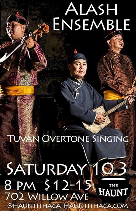 Excited for the Tuvan throat singing of <a href="/AlashEnsemble/">Alash Ensemble</a> TONIGHT! #twithaca