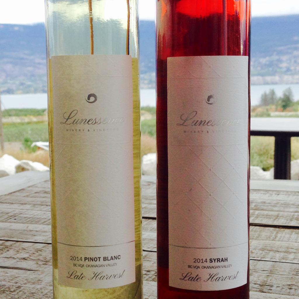 LunessenceWine's tweet photo. Ecstatic to release 2 late harvest wines 4 #FallWineFest complimentary tastings of all our wines this wknd #BCWine http://t.co/GiCyFYkccT