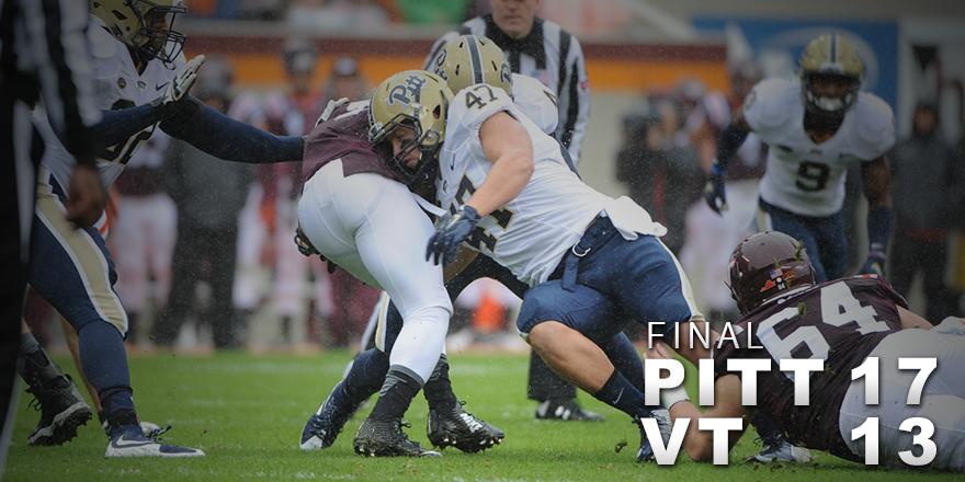 Pitt_FB's tweet photo. FINAL SCORE: Pitt 17, Virginia Tech 13 #H2P!!!!! http://t.co/nO6WRXtoBj