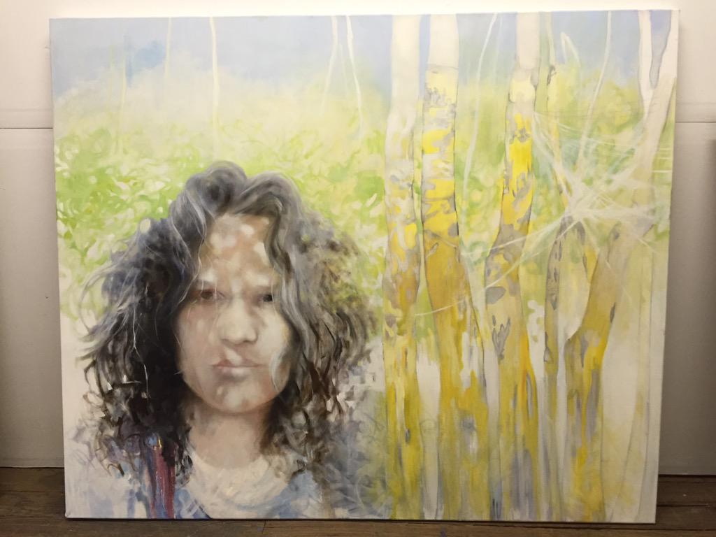 Self portrait with trees... 50"x60" oil on canvas #art . . #painting