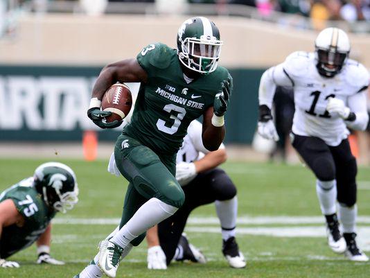 Graham_Couch's tweet photo. LJ Scott pulling ahead as MSUโs go-to running back, and Madre London senses it. My column: http://t.co/ZCPIL9SOh8 http://t.co/Wb6vYuErcZ