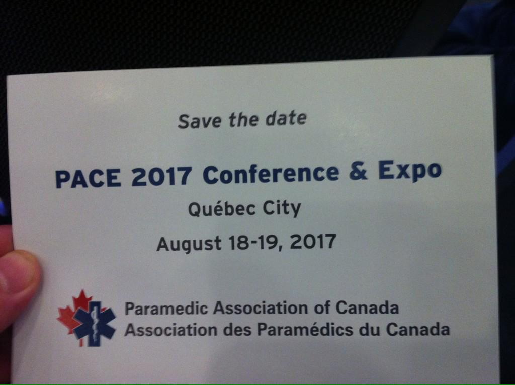 ParamedicQuebec's tweet image. Et voilà! Nous serons très fier d'accueillir le #PACE2017 dans la belle province, à #Québec. #paramédic #expo