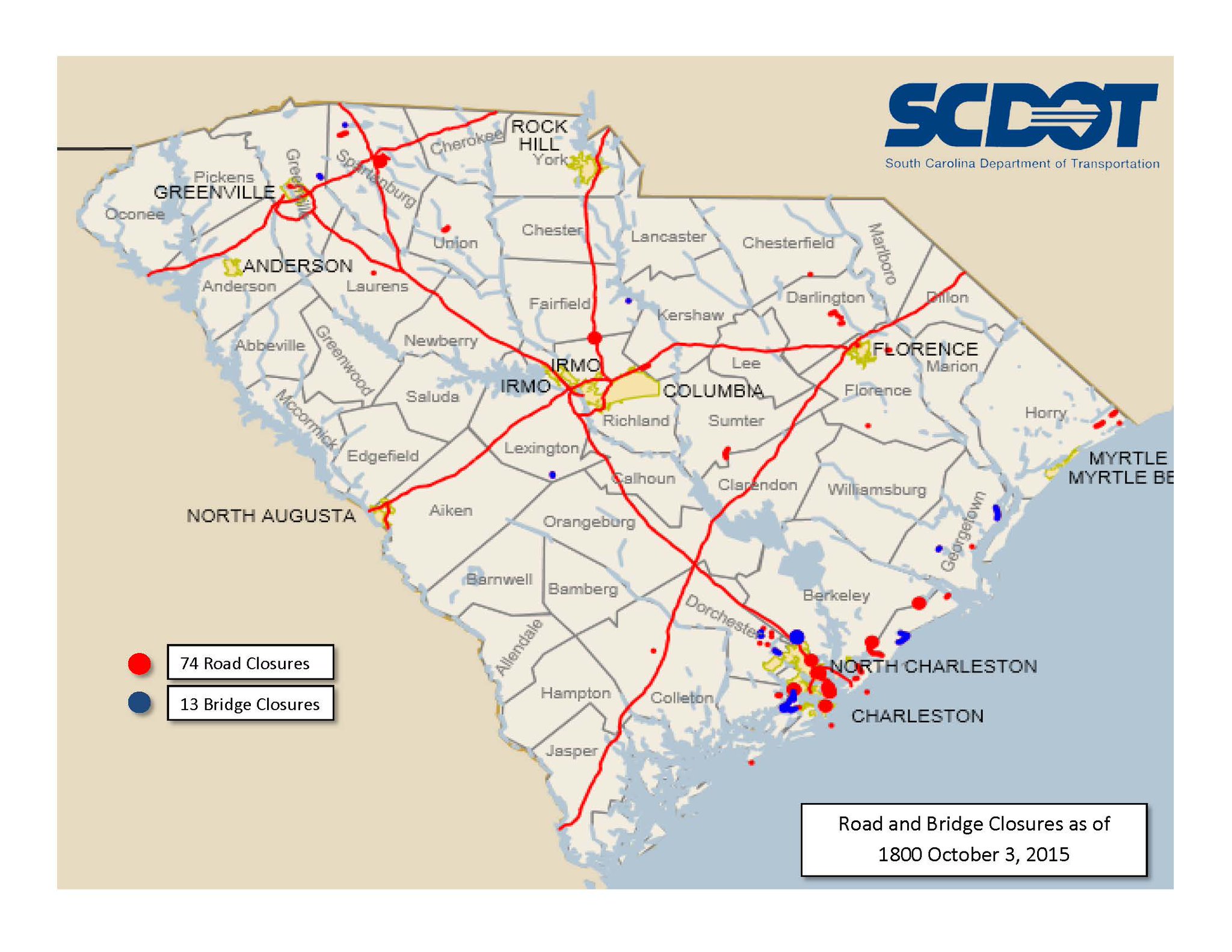 Scdot Road Closures Interactive Map