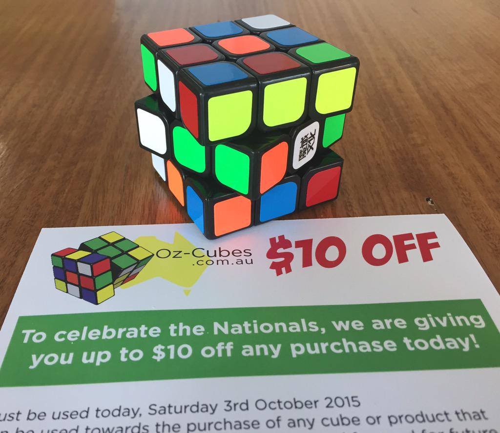 NicoleChaplin1's tweet photo. $10 off cubes for every competitor at AusNats WOW! Thanks to http://t.co/vgjggdvGVL @speedcubingAU http://t.co/cBVeEY2nBg