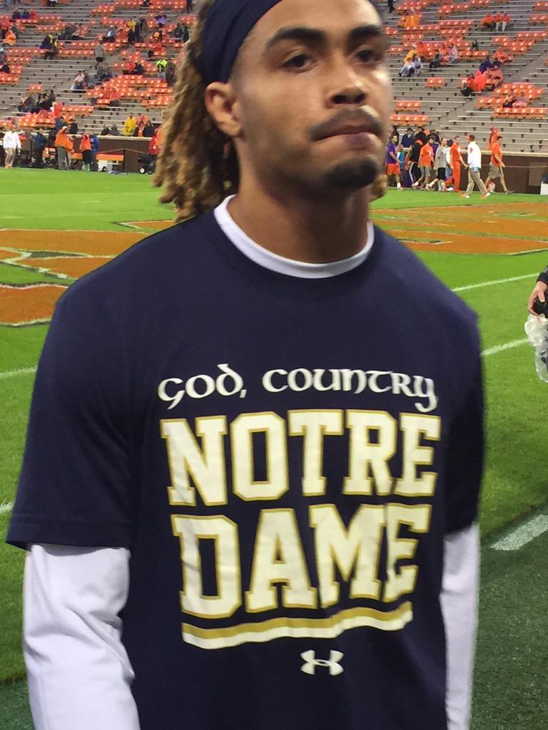 CollegeGameDay's tweet photo. Notre Dame's t-shirts have their priorities set. http://t.co/In05Y8t9WI