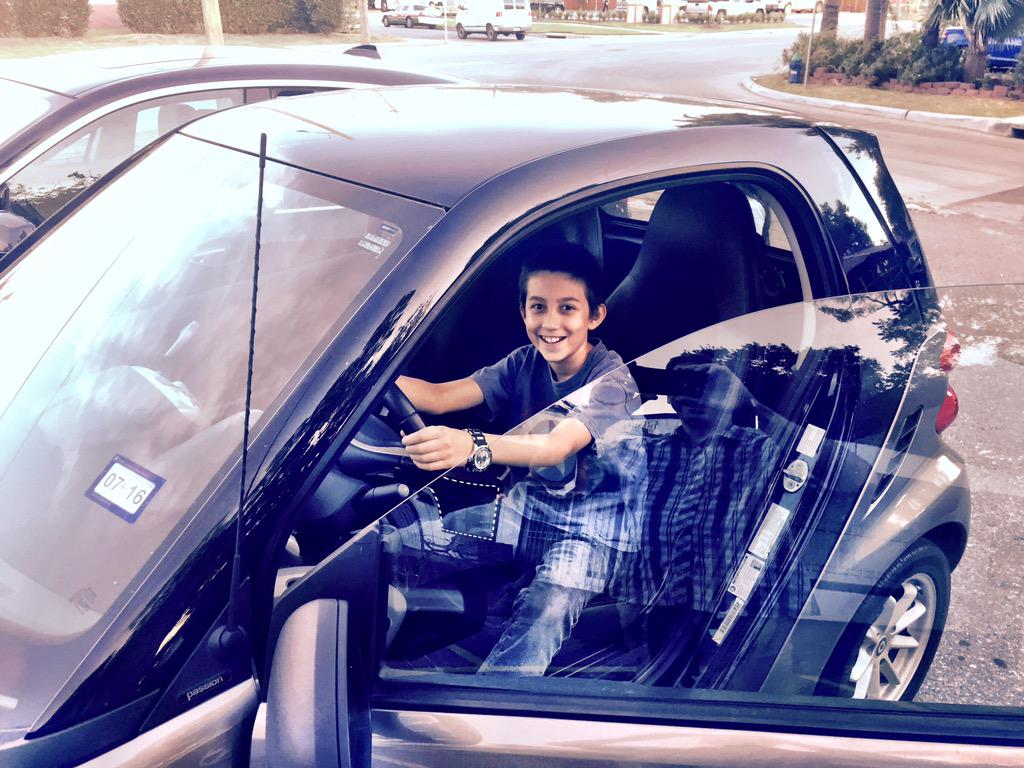 VictorSeghers's tweet photo. Most kids love sports cars. My kid wanted to rent a Smart Car for his birthday. Happy 11th birthday Julian!! http://t.co/uY1OZrzLX2