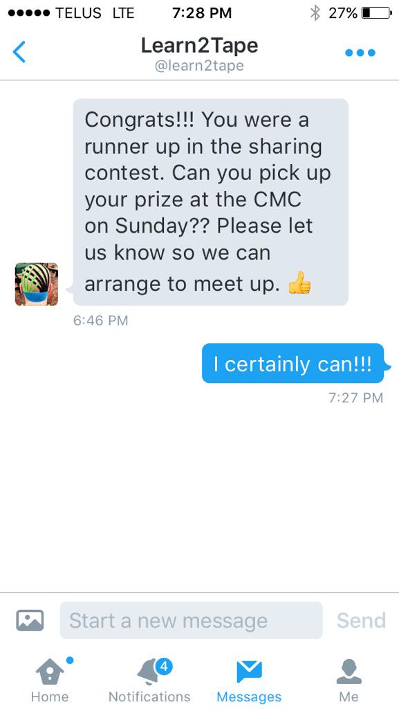 AppleTreeMT's tweet photo. I win!!!! @learn2tape #CMC15 so exciting!!!!! http://t.co/BFKejVjWkr