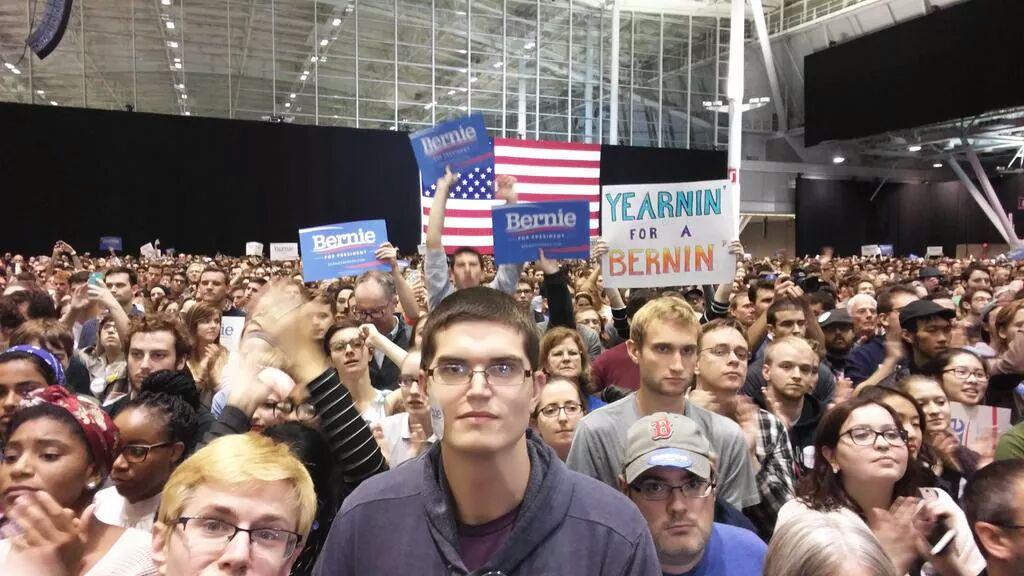 someonecaring1's tweet image. Kudos the the #Bernie supporters today in Boston! #FeelTheBern #WeStandTogether Hello team #Bernie2016 from Cali!