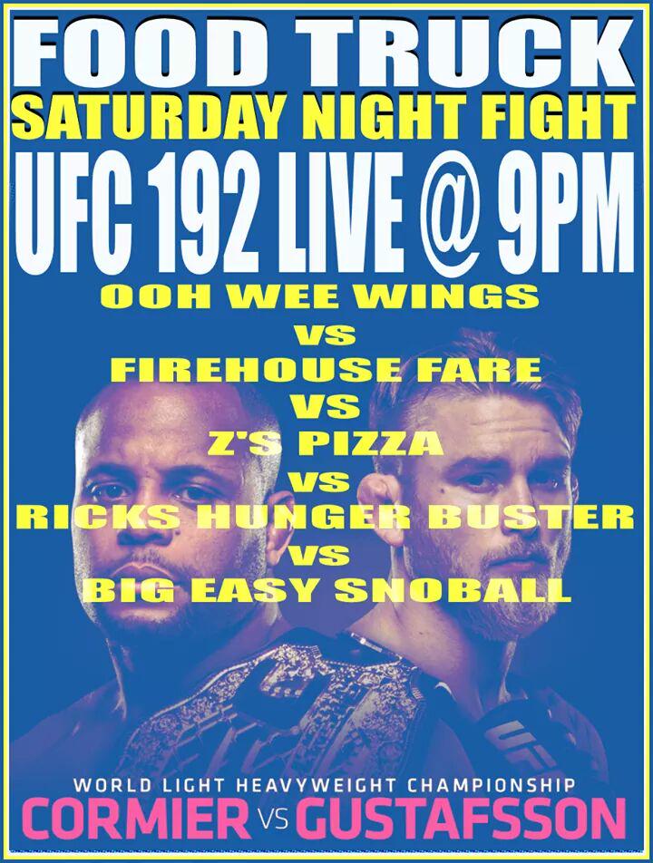 #UFC192 live at Random! <a href="/FireHouseFare/">Firehouse Fare</a> <a href="/zswoodfiredpizz/">Z's Wood Fired Pizza</a> <a href="/_OOHWEEWINGS/">OOHWEEWINGS</a>