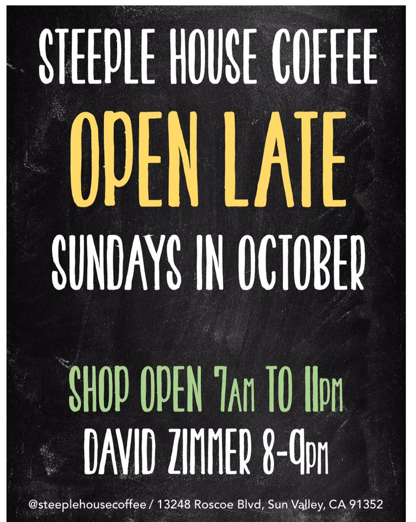 Delicious coffee and <a href="/jdavidzimmer/">David Zimmer</a> music, Sunday nights all month long!