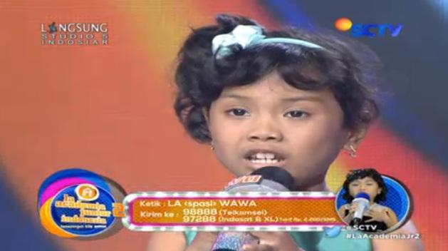 SCTV's tweet photo. Kalau kamu suka sama penampilan Wawa, dukung Wawa lewat sms ya! #LaAcademiaJr2 http://t.co/EziXlXm2dD
