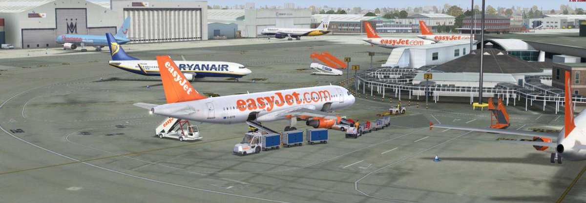 Flyingpilot79's tweet photo. UK2000 scenery for London Luton is just perfect. Landed on time and on stand 2 #fsx #flightsim #UK2000 #Aerosoft http://t.co/Xah37OSaU7